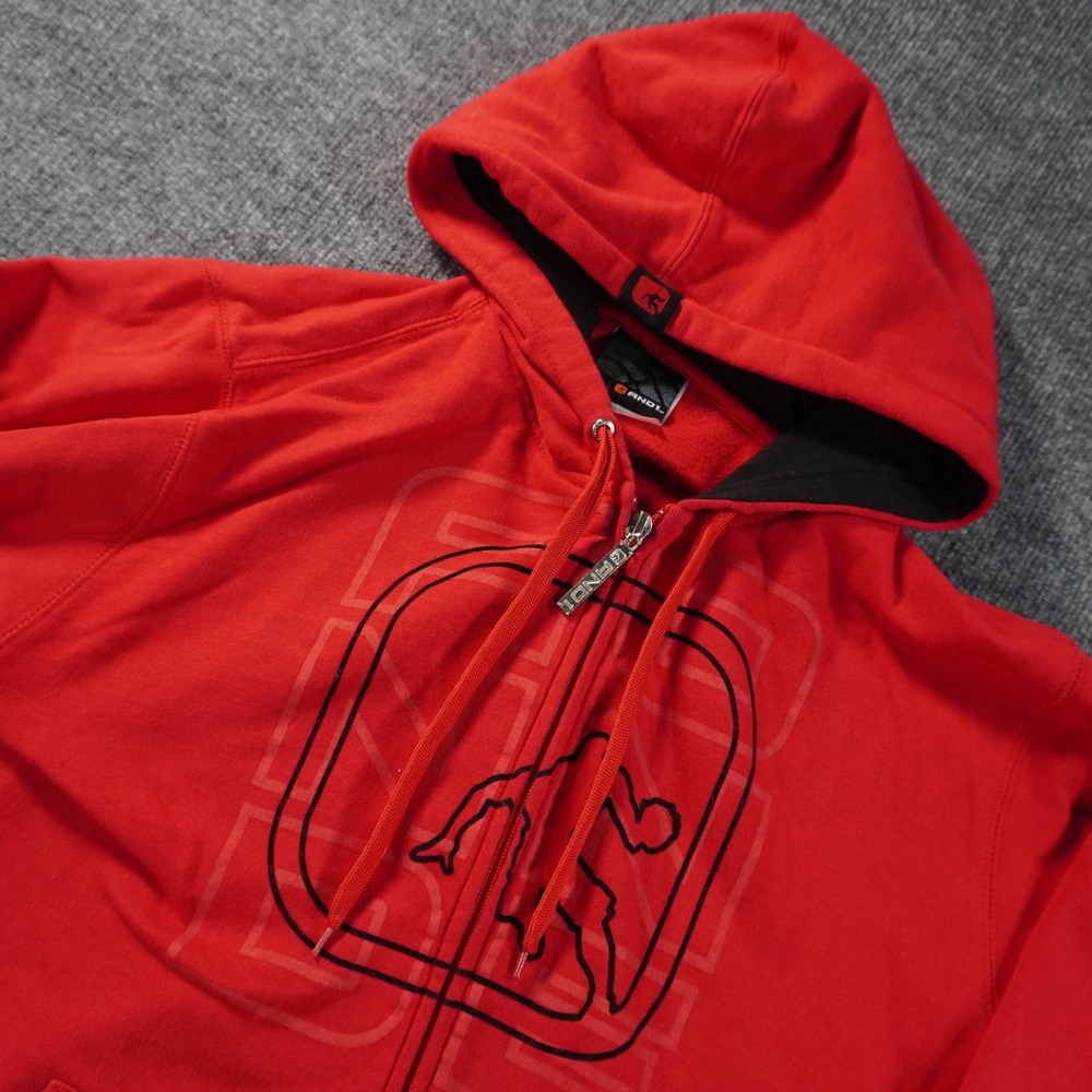 Vintage AND1 Full Zip Hoodie Mens XL Red Graphic Basketball Fleece Sweatshirt